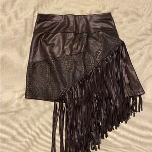 Suede Fringe Skirt